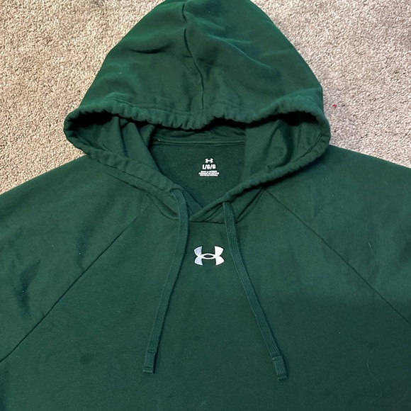 Under Armour Mens Rival Fleece Pullover Hoodie Sweatshirt Dark Green Size LG - Picture 3 of 7